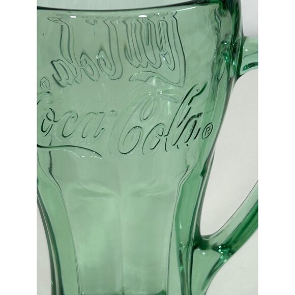 Libbey COKE Float Glass Coca Cola USA 14oz Logo 6.25” Vtg Green Glazed Handled - Picture 8 of 13